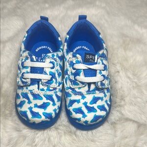 SPERRY  baby size 4M Blue Shark Print Kids Shoes